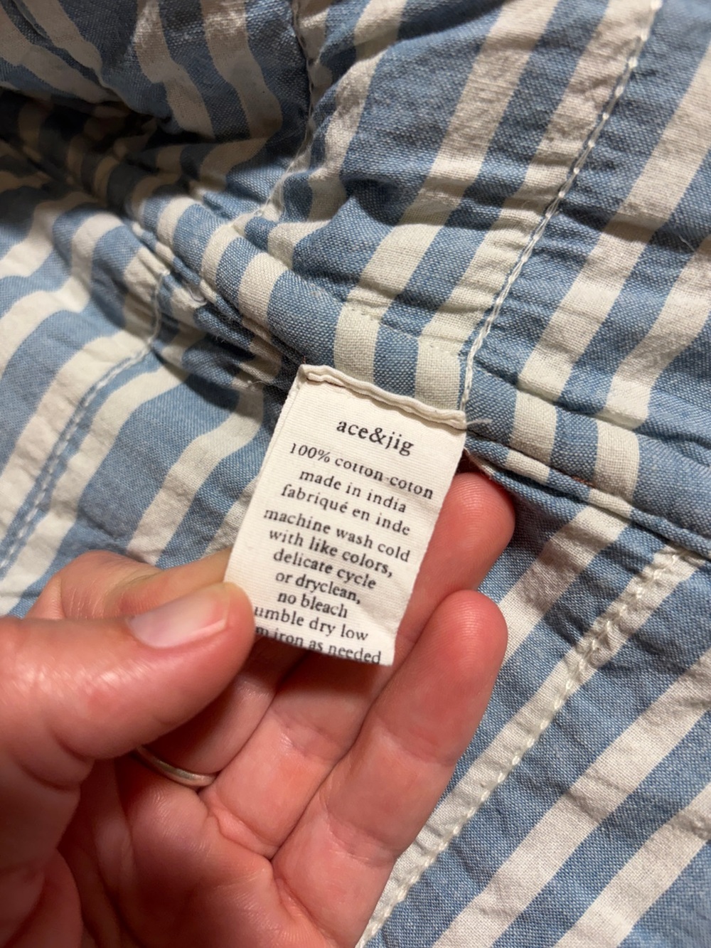 Ace & Jig Quilt Jacket Blue & White Striped Open Front Medium - Picture 10 of 13